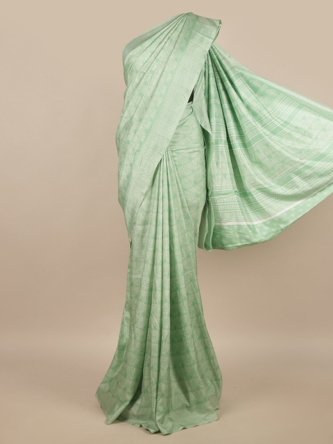 

Pothys Sea Green & White Ethnic Motifs Saree