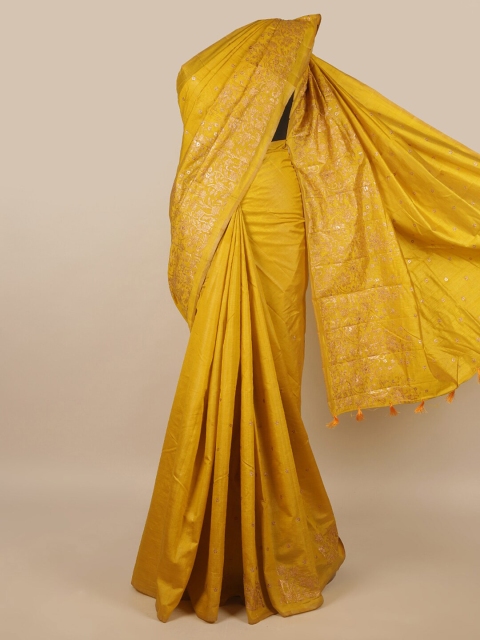

Pothys Mustard Ethnic Motifs Jute Silk Saree