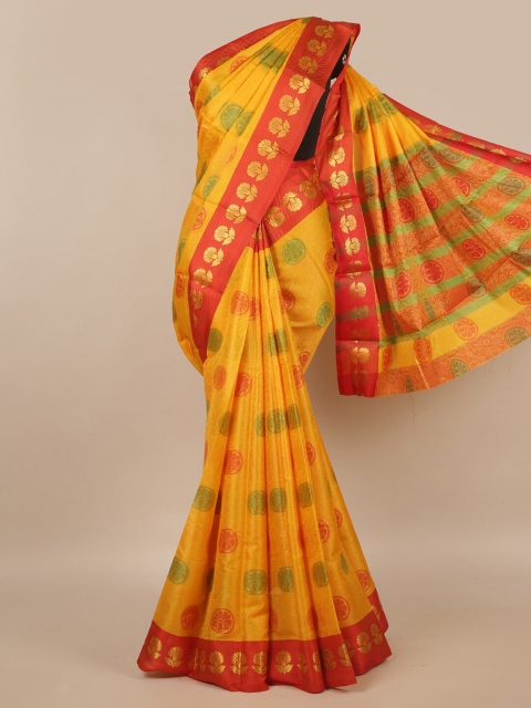 

Pothys Yellow & Red Woven Design Zari Saree