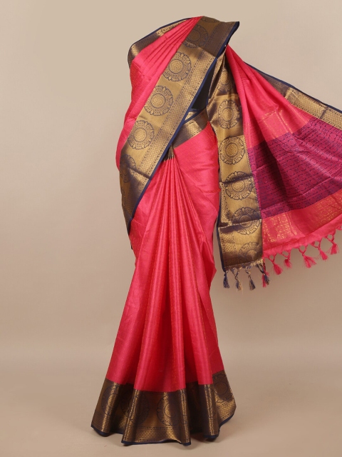 

Pothys Pink & Blue Ethnic Motifs Zari Saree