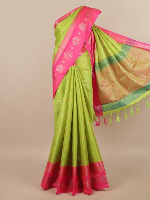 

Pothys Green & Pink Ethnic Motifs Zari Saree