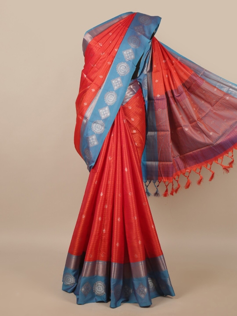 

Pothys Red & Blue Ethnic Motifs Zari Saree
