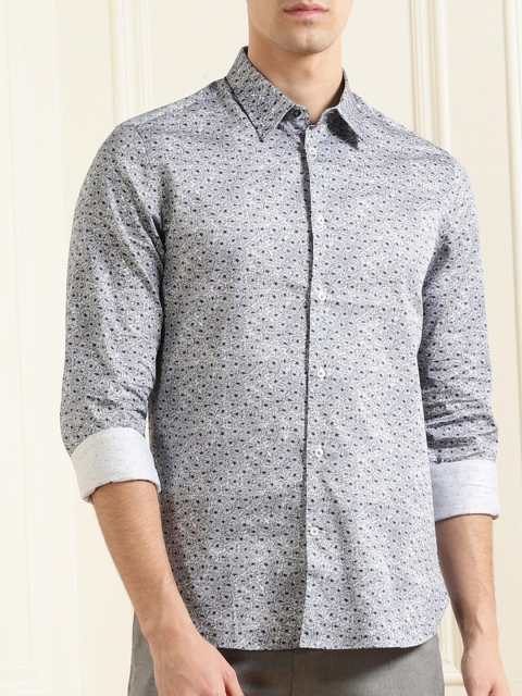 

Ted Baker Men Blue Semi Sheer Printed Casual Shirt