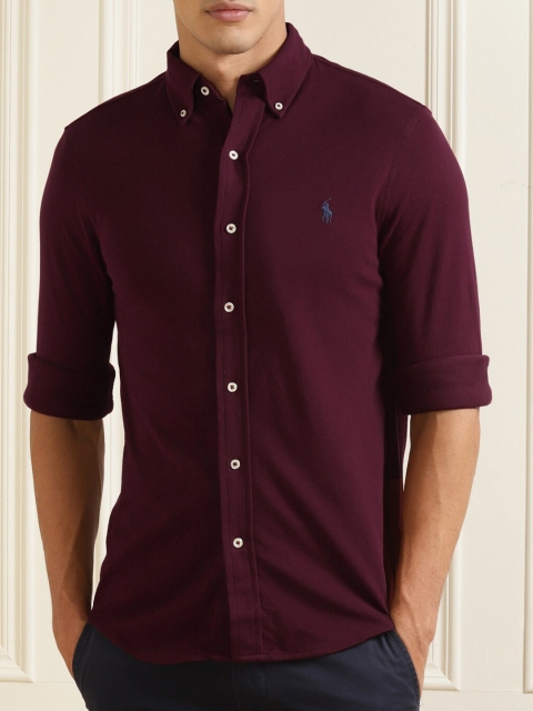 

Polo Ralph Lauren Men Burgundy Opaque Casual Cotton Shirt