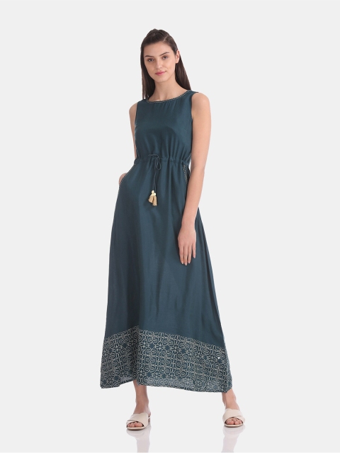 

Bronz Teal Blue Maxi Dress