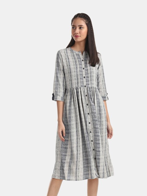 

Bronz Grey Printed Midi Dress