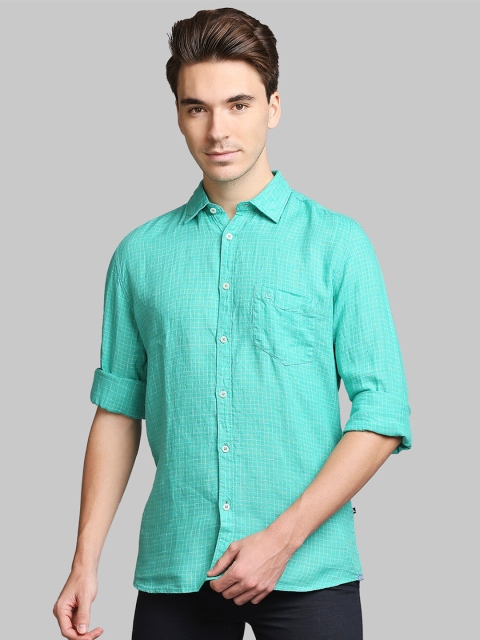 

Parx Men Green Slim Fit Linen Casual Shirt