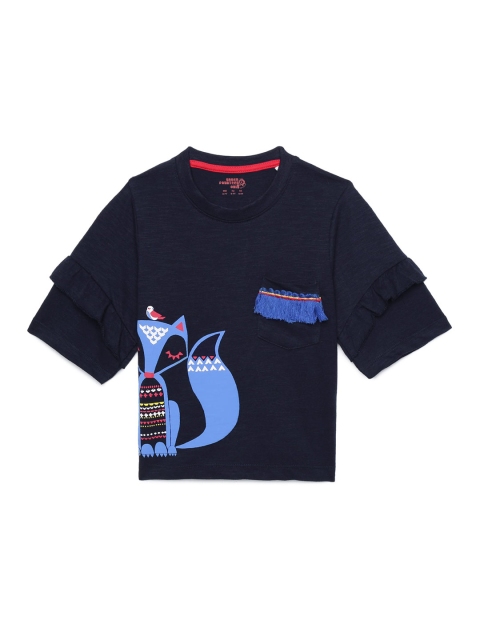 

UNDER FOURTEEN ONLY Navy Blue Pure Cotton Regular Top