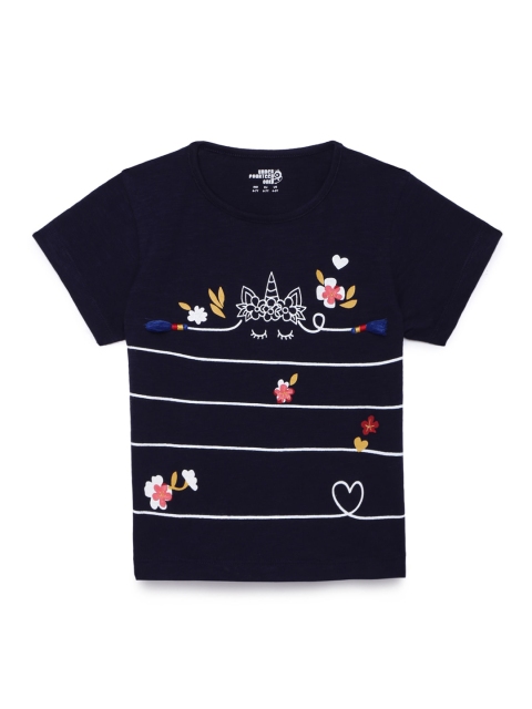 

UNDER FOURTEEN ONLY Navy Blue Pure Cotton Regular Top