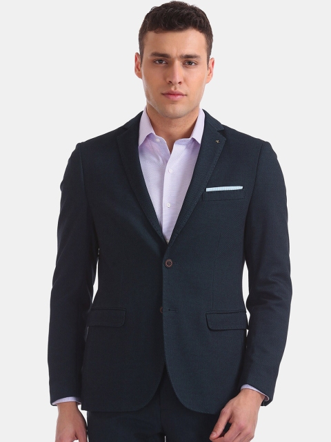 

Arrow Men Blue Self Design Slim Fit Single Breasted Blazer