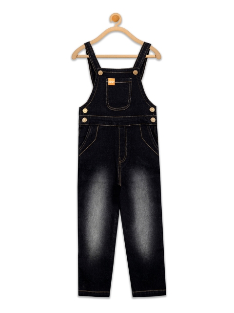 

Olele Kids Boys Black Solid Long Length Denim Dungaree
