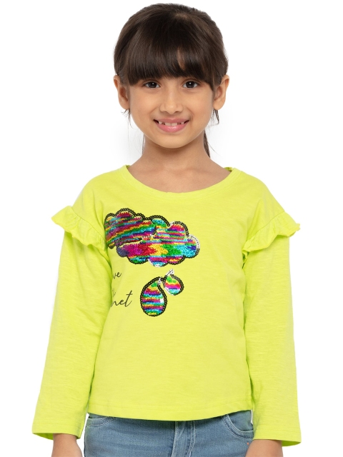 

UNDER FOURTEEN ONLY Girls Fluorescent Green Regular Top