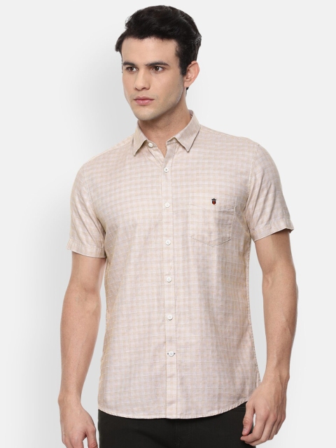 

Louis Philippe Sport Men Beige Slim Fit Opaque Checked Casual Pure Cotton Shirt