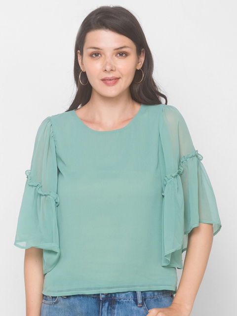 

Iti Women Green Georgette Regular Top