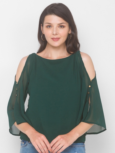 

Iti Green Georgette A-Line Top