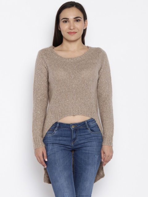 

ONLY Women Grey Solid High-Low Sweater