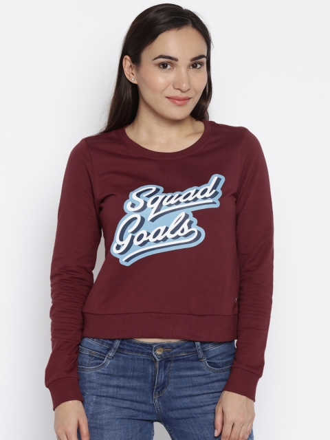 

ONLY Plum-Coloured Printed Sweatshirt, Red