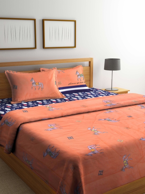 

Arrabi Coral & Blue Ethnic Motifs Heavy Winter Double Bed Comforter