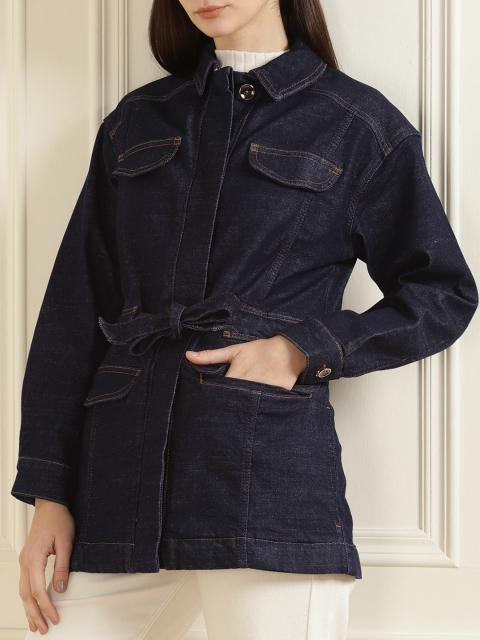 

Ted Baker Women Blue Lightweight Longline Denim Jacket with Patchwork