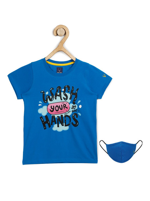 

Allen Solly Junior Boys Blue Typography Printed T-shirt with Mask
