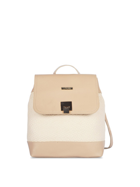 

Luvoksi Women Beige Quilted Snap Clip Casual Backpack