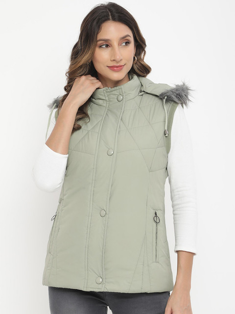 

V2 Value & Variety Women Green Lightweight Longline Parka Jacket
