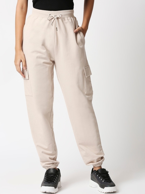 

20Dresses Women Beige Cotton Joggers Trousers