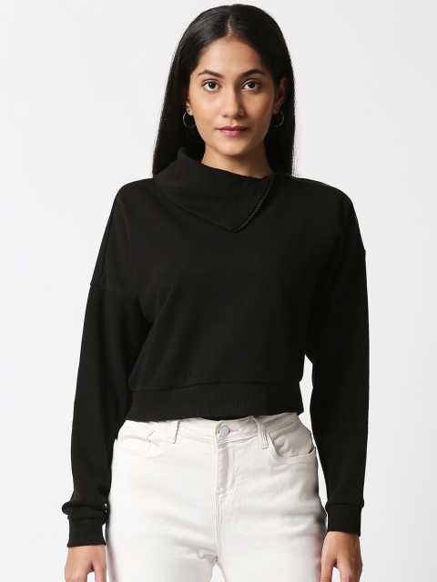 

20Dresses Women Black Crop Sweatshirt
