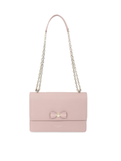 

Ted Baker Pink Textured Leather Structured Sling Bag with Quilted