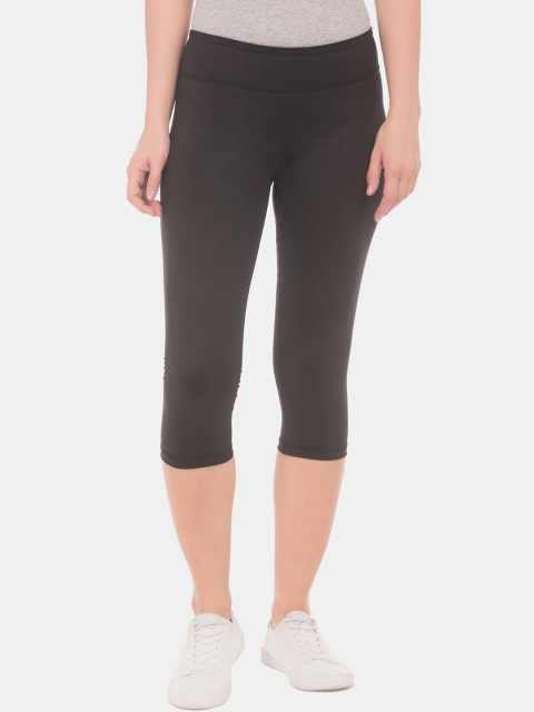 

Aeropostale Women Black Tonal Print Cropped Leggings