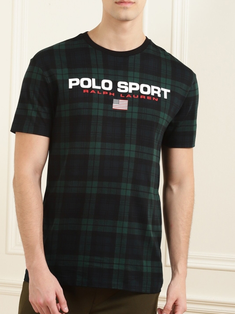 

Polo Ralph Lauren Men Black & Green Checked Cotton T-shirt