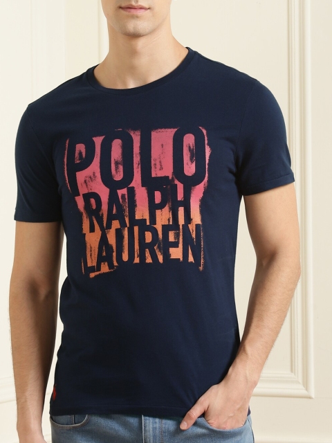 

Polo Ralph Lauren Men Navy Blue Printed Cotton T-shirt