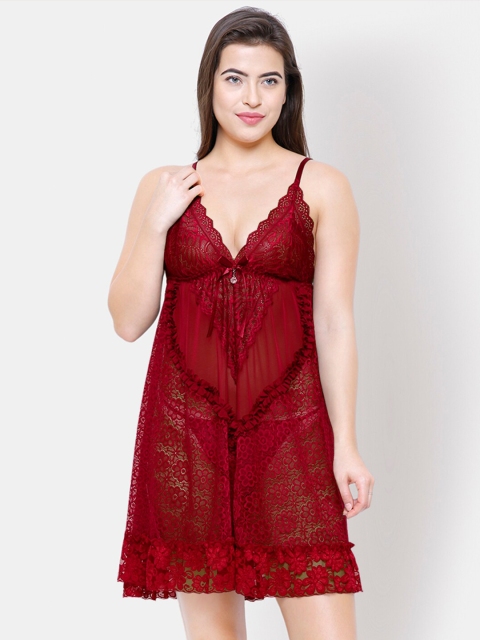 

FashionRack Maroon Net Baby Doll