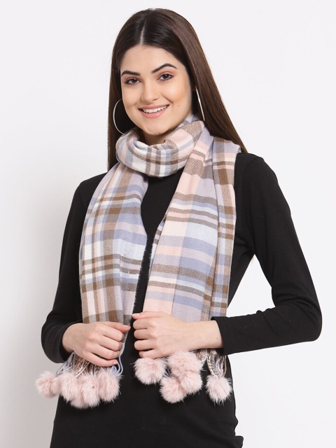 

Calvadoss Women Pink & Brown Checked Woolen Muffler