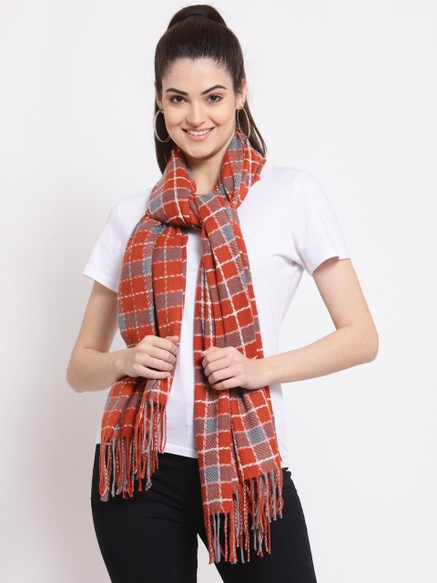 

Calvadoss Women Orange & Grey Checked Woolen Mufflers