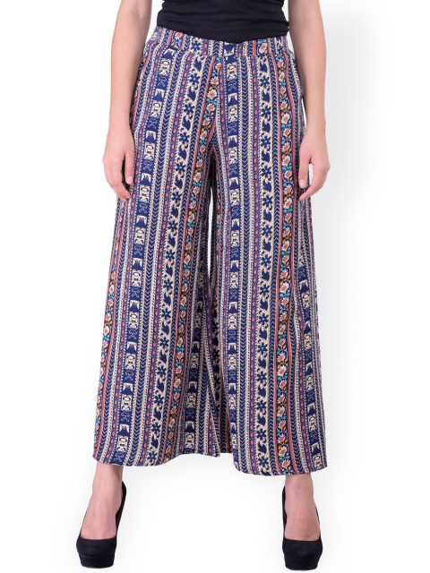 

Laabha Women Blue Printed Palazzo Trousers