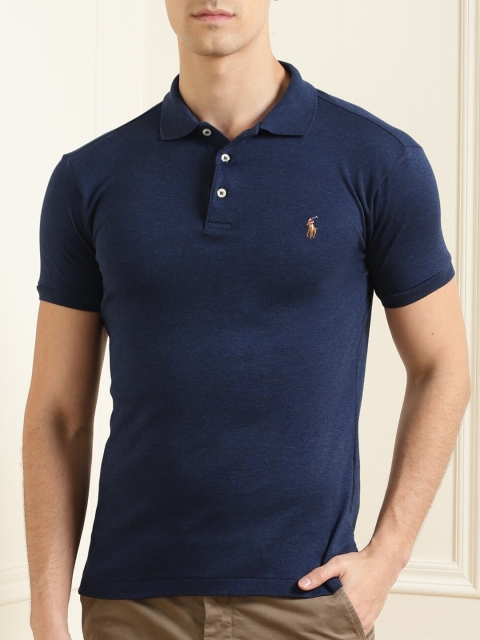 

Polo Ralph Lauren Men Navy Blue Polo Collar Cotton T-shirt