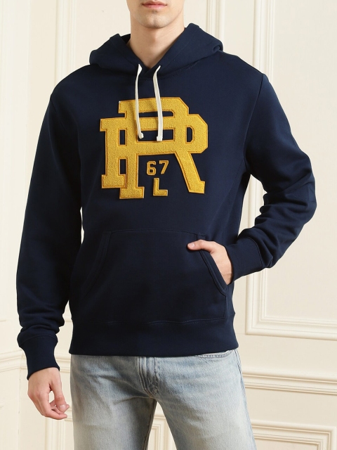 

Polo Ralph Lauren Men Navy Blue Printed Hooded Sweatshirt