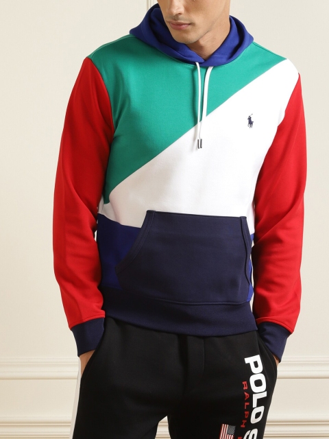 

Polo Ralph Lauren Men Multicoloured Colourblocked Hooded Cotton Sweatshirt, Multi