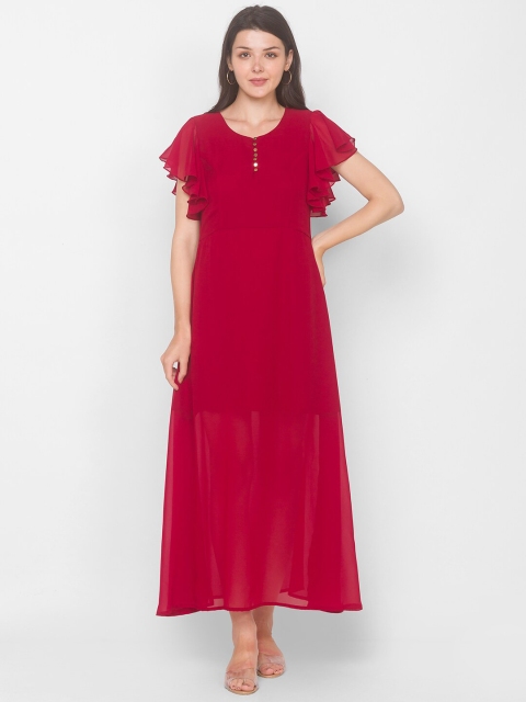 

Iti Women Maroon Georgette Maxi Dress