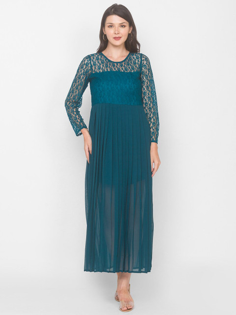 

Iti Woman Teal Lace Maxi Dress