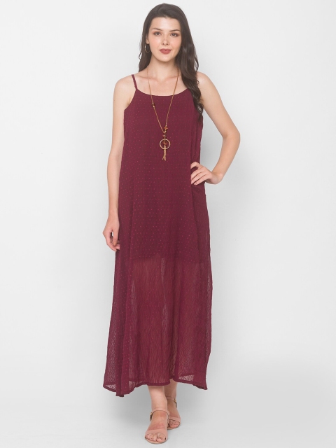 

Iti Maroon Floral Georgette Maxi Dress