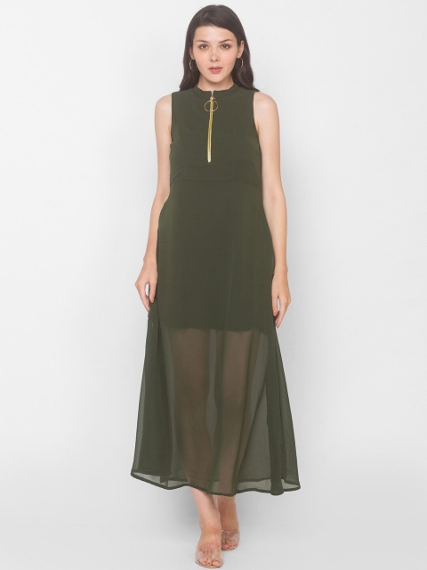 

Iti Olive Green Georgette Maxi Dress