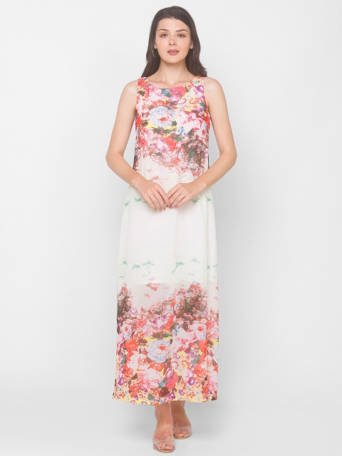 

Iti Off White Floral Georgette Maxi Dress