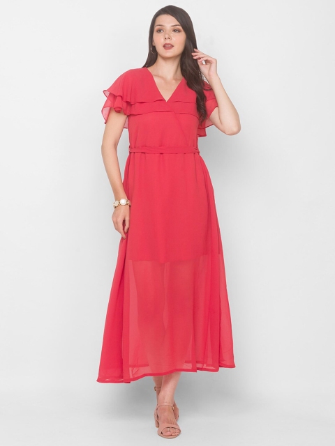 

Iti Coral Georgette Maxi Midi Dress