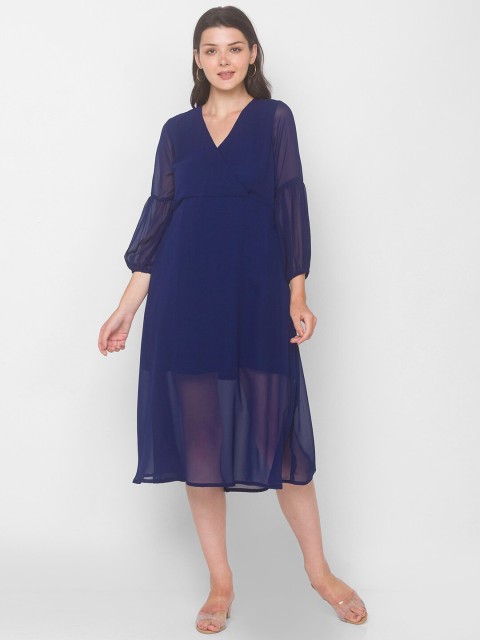 

Iti Navy Blue Georgette Midi Dress