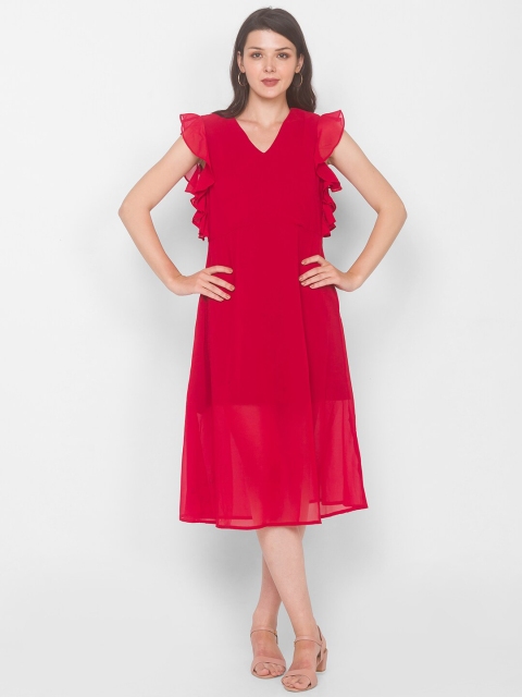 

Iti Red Georgette Midi Dress