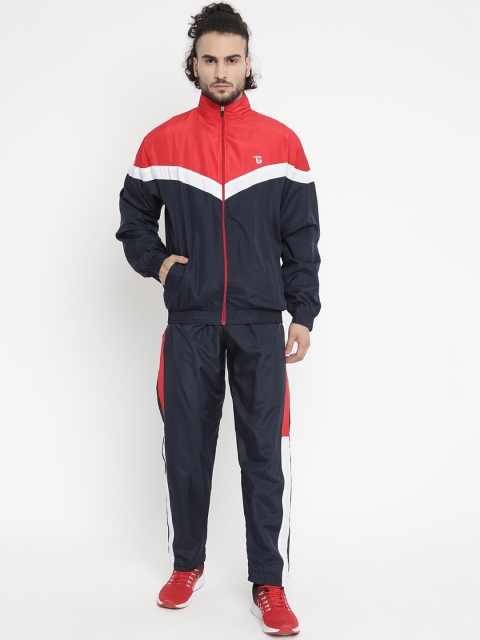 

V2 Value & Variety Men Navy Blue & Red Solid Tracksuit