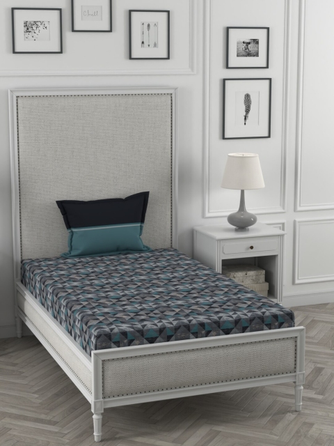 

Trident Blue & Grey Geometric 120 TC Single Bedsheet with 1 Pillow Covers