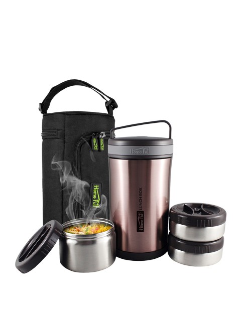 

Home Puff Rose Gold-Toned Solid Stainless Steel Dishwasher Safe Lunch Box